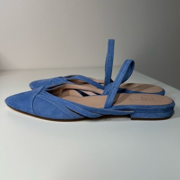 27 Edit Naturalizer Blue Suede Haylee Slingback Pointed Toe Flat Size 7.5 - Picture 4 of 6